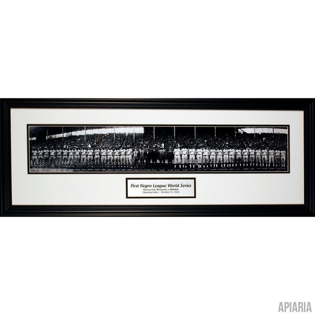 1st Negro League World Series Panorama - Monarchs vs. Hilldale, 1924 - Framed Print with Engraved Silver Color Plaque-Framed Item-Apiaria