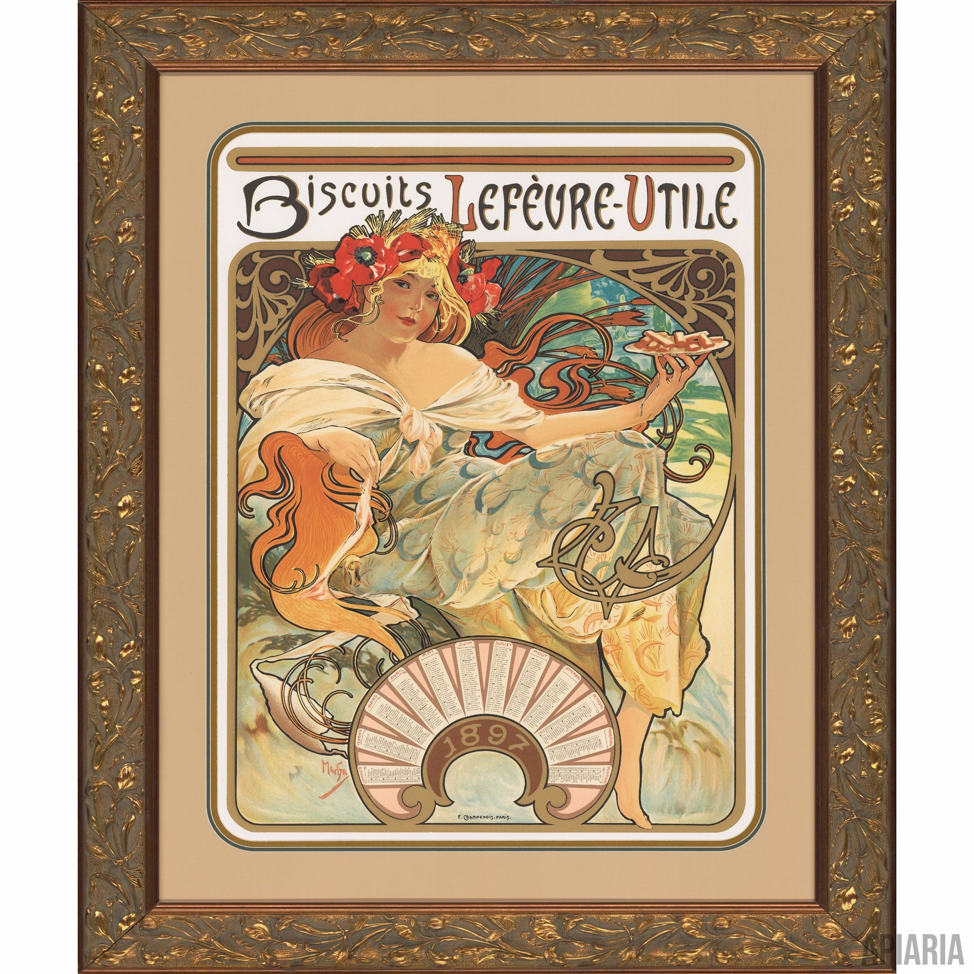 Alphonse Mucha "Biscuits Lefevre-Utile"-Framed Art-Apiaria