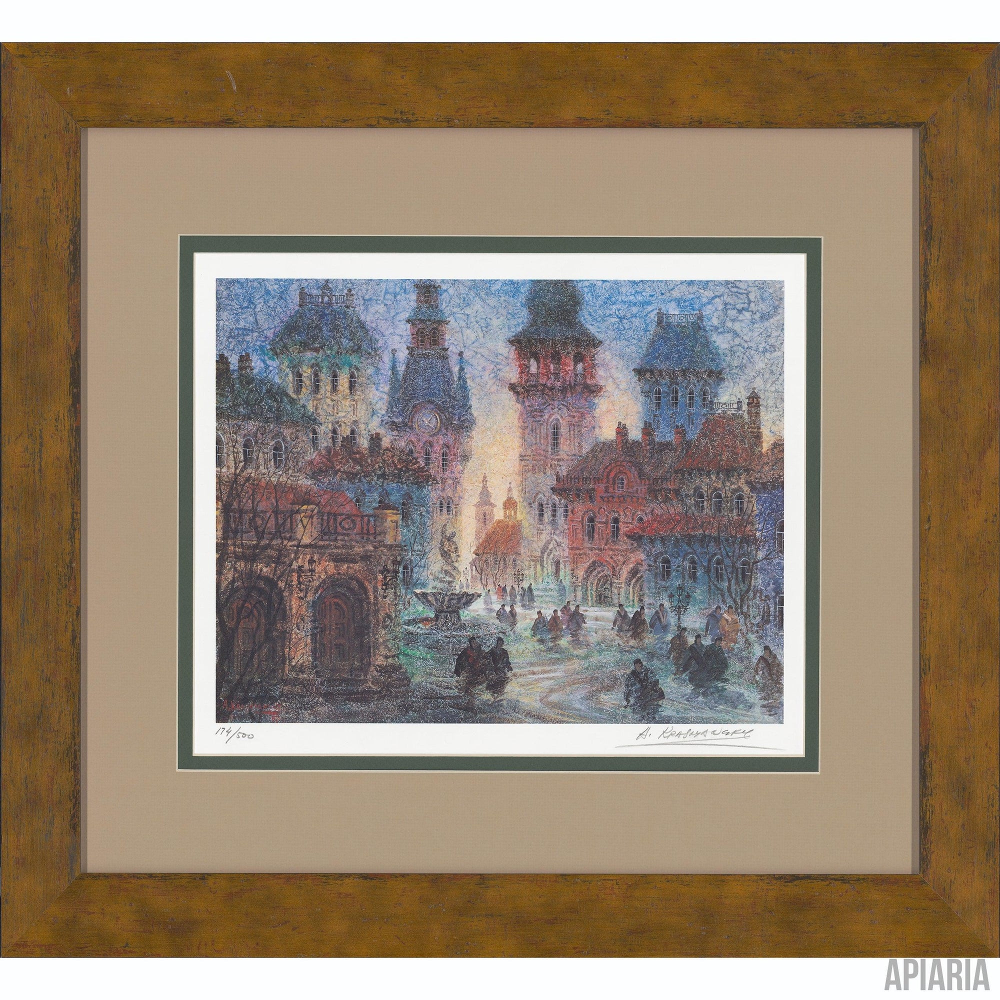 Anatole Krasnyansky "Old City of Gdansk"-Framed Art-Apiaria