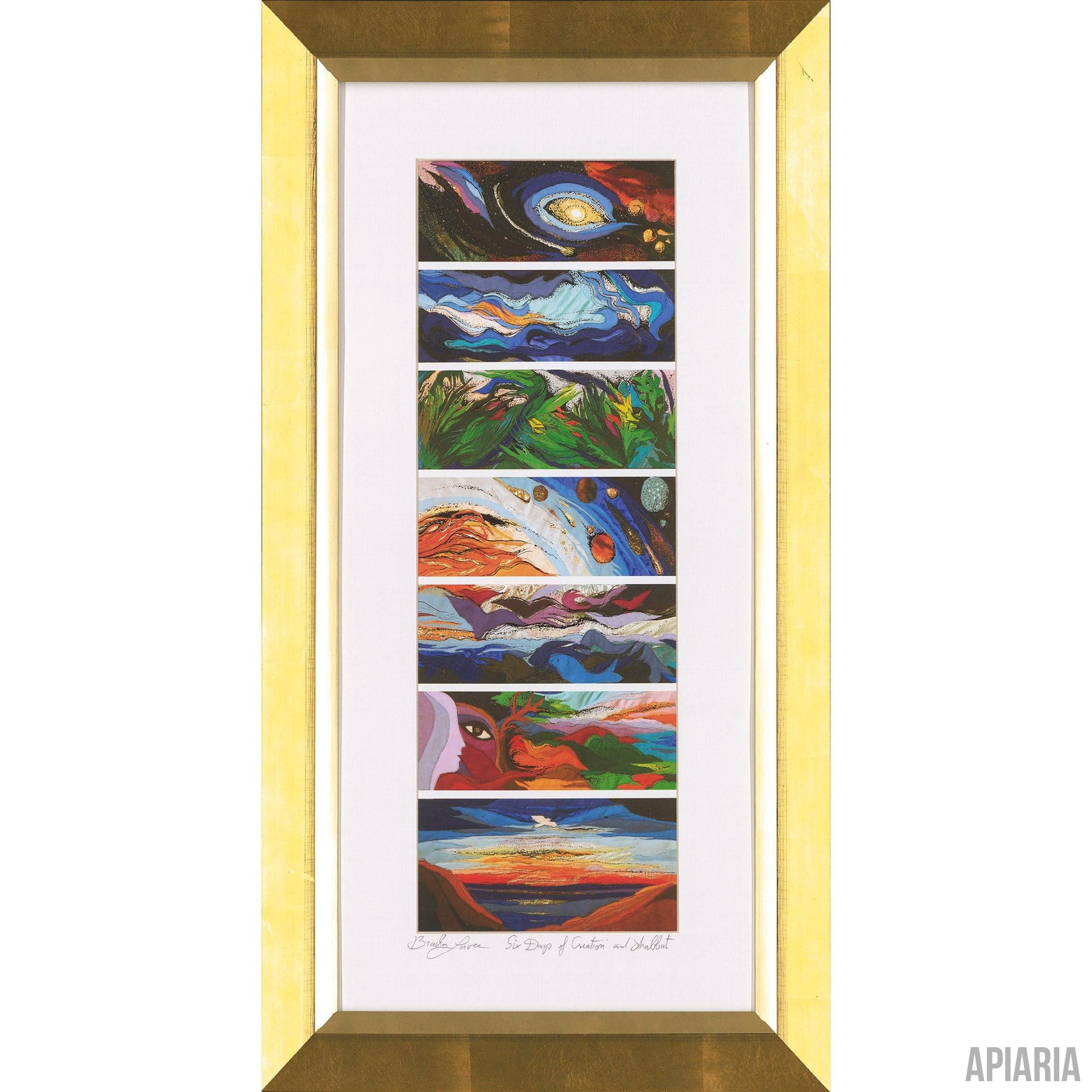 Bracha Lavee "Six Days of Creation & Shabbat"-Framed Art-Apiaria