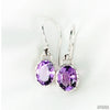 Carved Sterling Silver Faceted Amethyst Drop Earrings-Jewelry-Apiaria