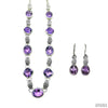 Faceted Amethyst Necklace in Sterling Silver with Matching Hook Earrings-Jewelry-Apiaria