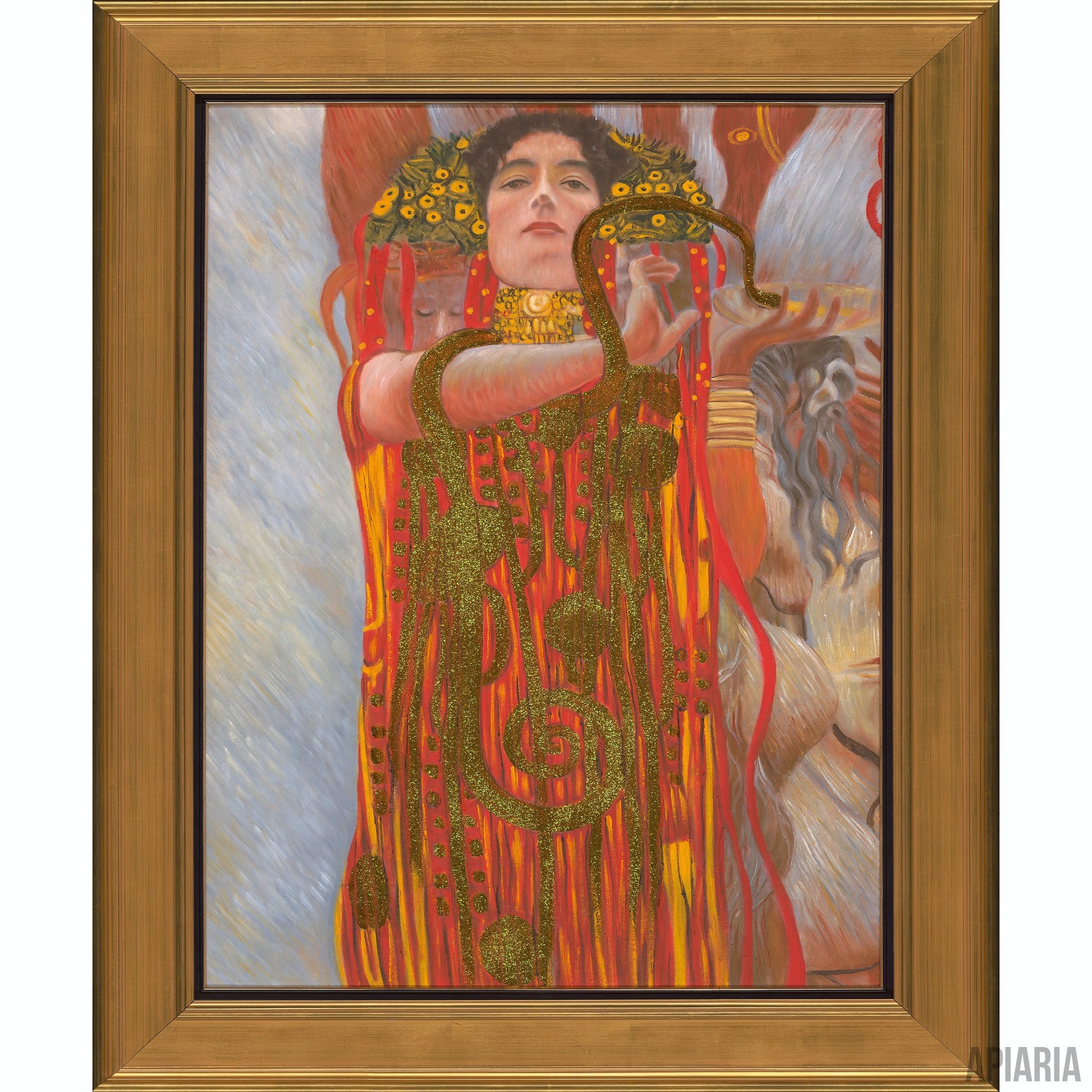 Gustav Klimt "Hygieia" Hand Painted Reproduction-Framed Art-Apiaria