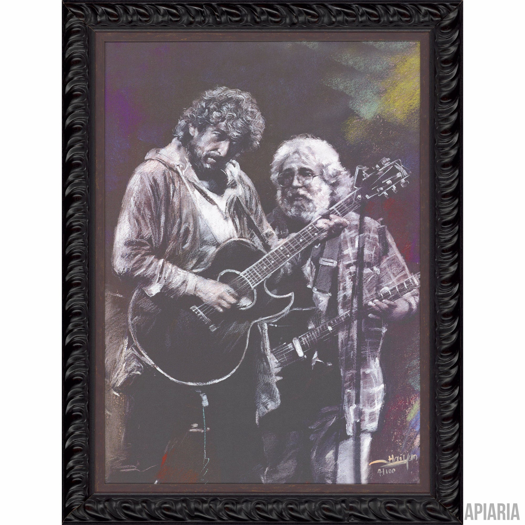 Haiyan Wang "Bob Dylan & Jerry Garcia"-Framed Art-Apiaria