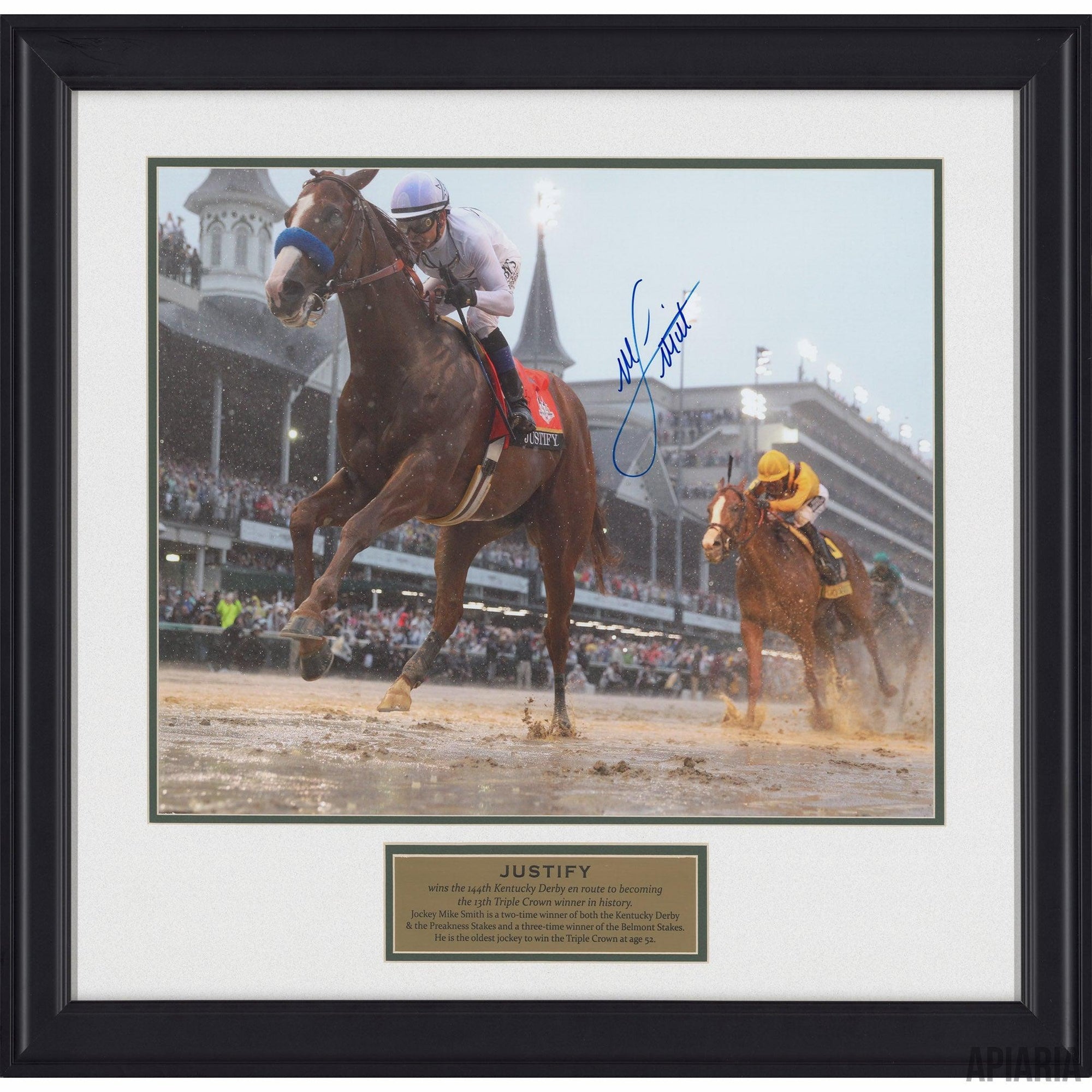 Justify Wins The Kentucky Derby En Route To Triple Crown, Autographed By Jockey Mike Smith-Sports Collectibles-Apiaria