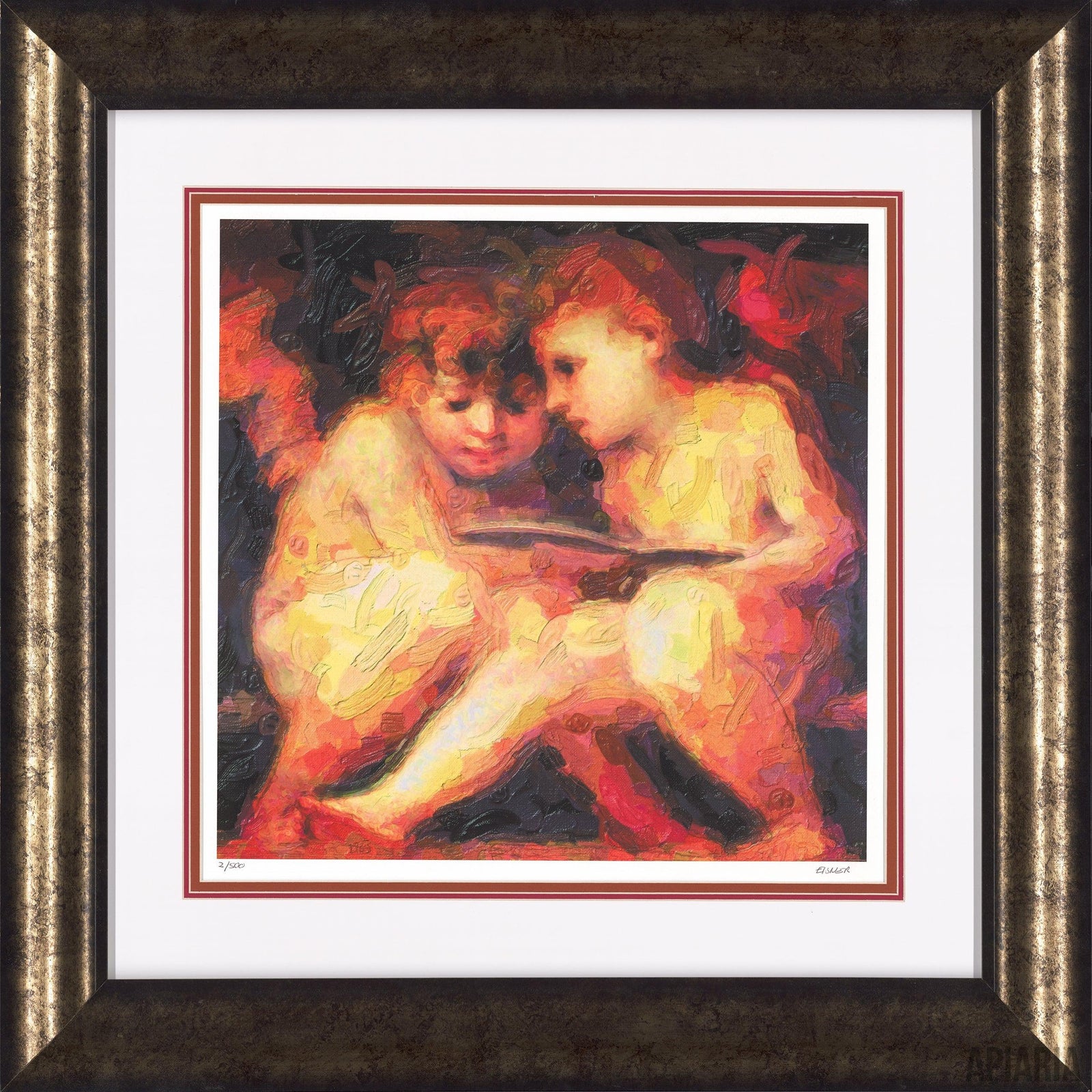 Murray Eisner "Cherubs On the Wall"-Framed Art-Apiaria