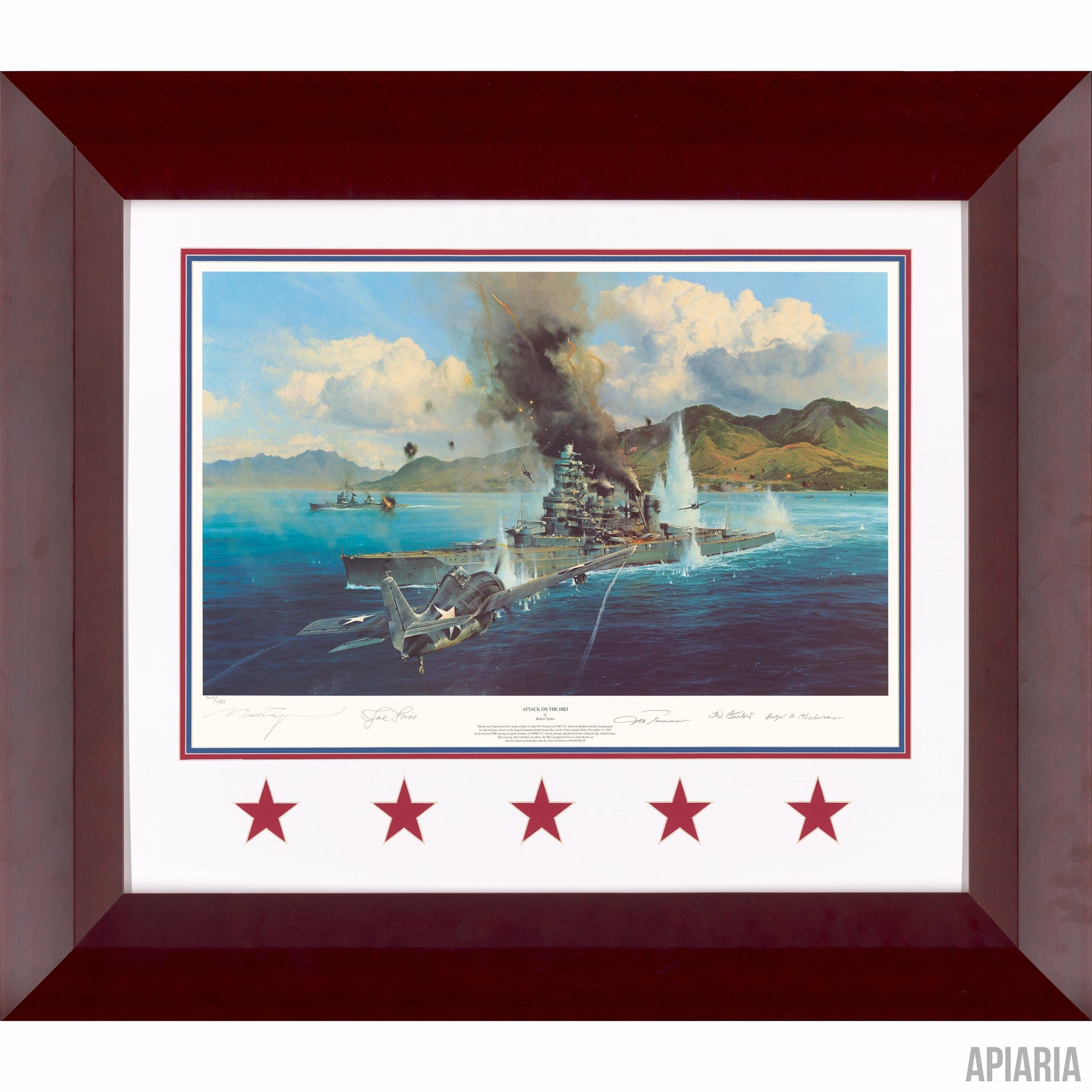 Robert Taylor "Attack on the Hiei" Signed Edition-Framed Art-Apiaria