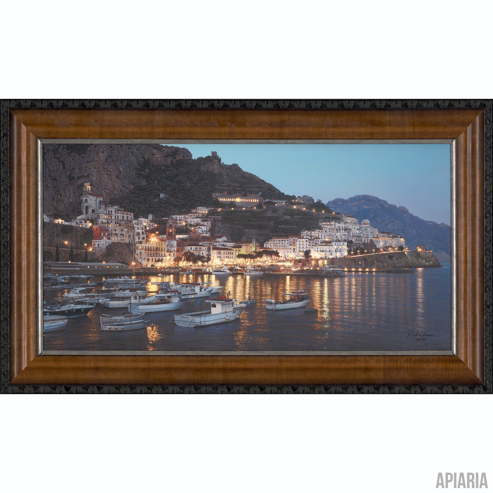 Rod Chase "Amalfi Lights"-Framed Art-Apiaria