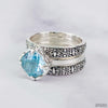 Sterling Silver Cushion Square Faceted Blue Topaz Stacked Rings - Set of 3-Jewelry-Apiaria