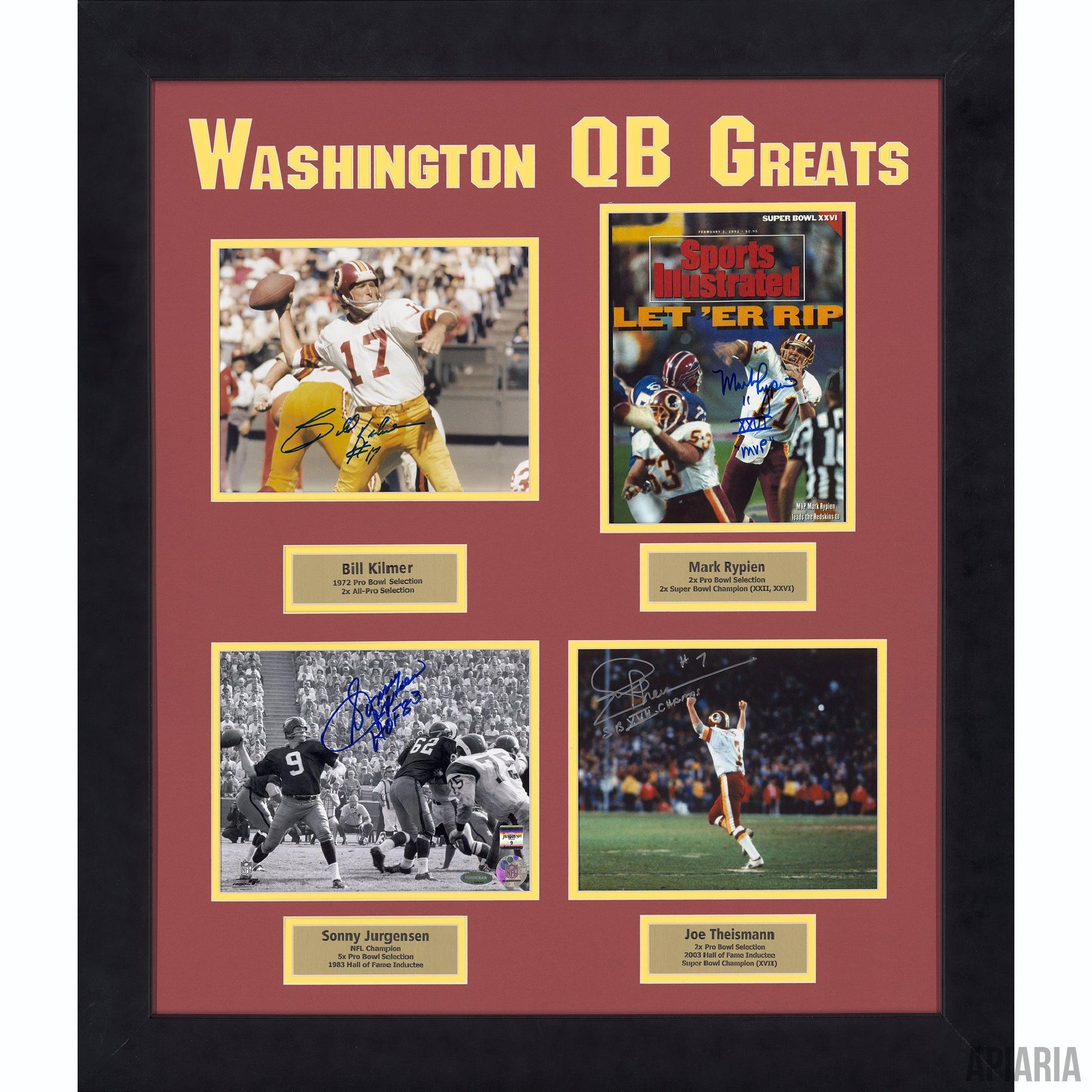 Washington QB Greats: Autographed by Rypien, Kilmer, Jurgensen & Theisman-Apiaria