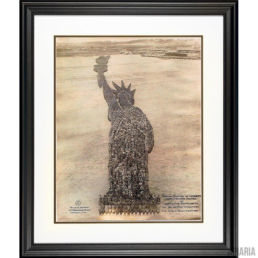 18,000 Military Officers form Human Statue of Liberty, Iowa 1918-Framed Item-Apiaria