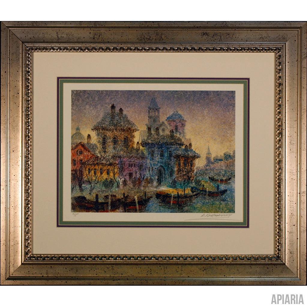 Anatole Krasnyansky "France on the River Rhone"-Framed Art-Apiaria