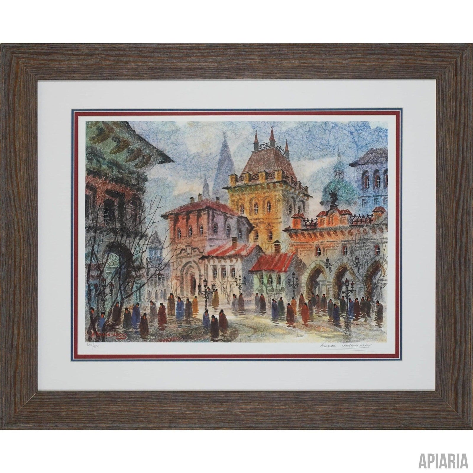 Anatole Krasnyansky "Streets of Prague"-Framed Art-Apiaria