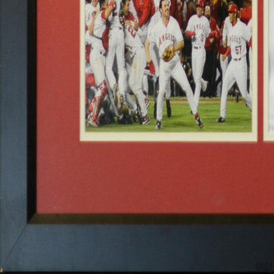 Angels 2002 World Series Champion Jersey: autographed by Troy Glaus, Tim Salmon, Garret Anderson, Adam Kennedy, Scott Spiezio & Mickey Hatcher-Framed Item-Apiaria