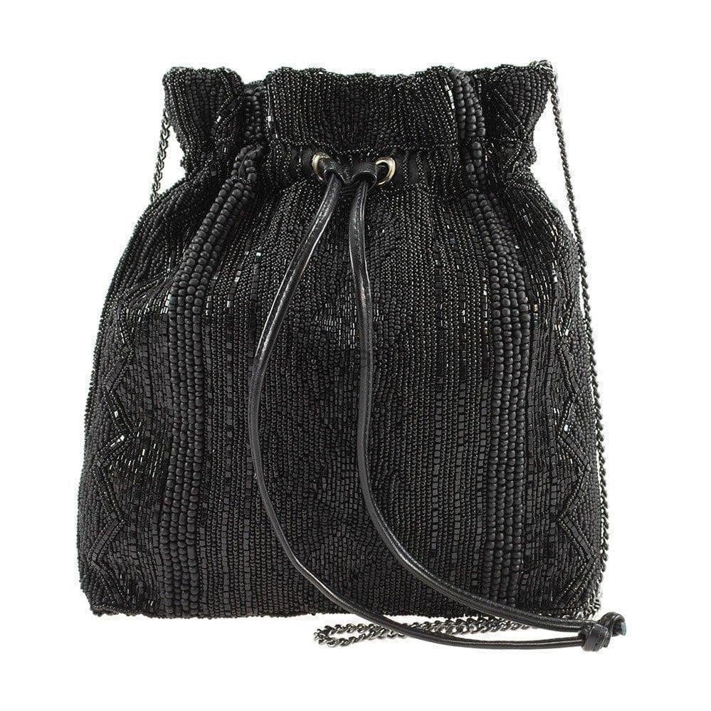 Black Out Handbag by Mary Frances, hand beaded and embroidered-Handbag-Apiaria