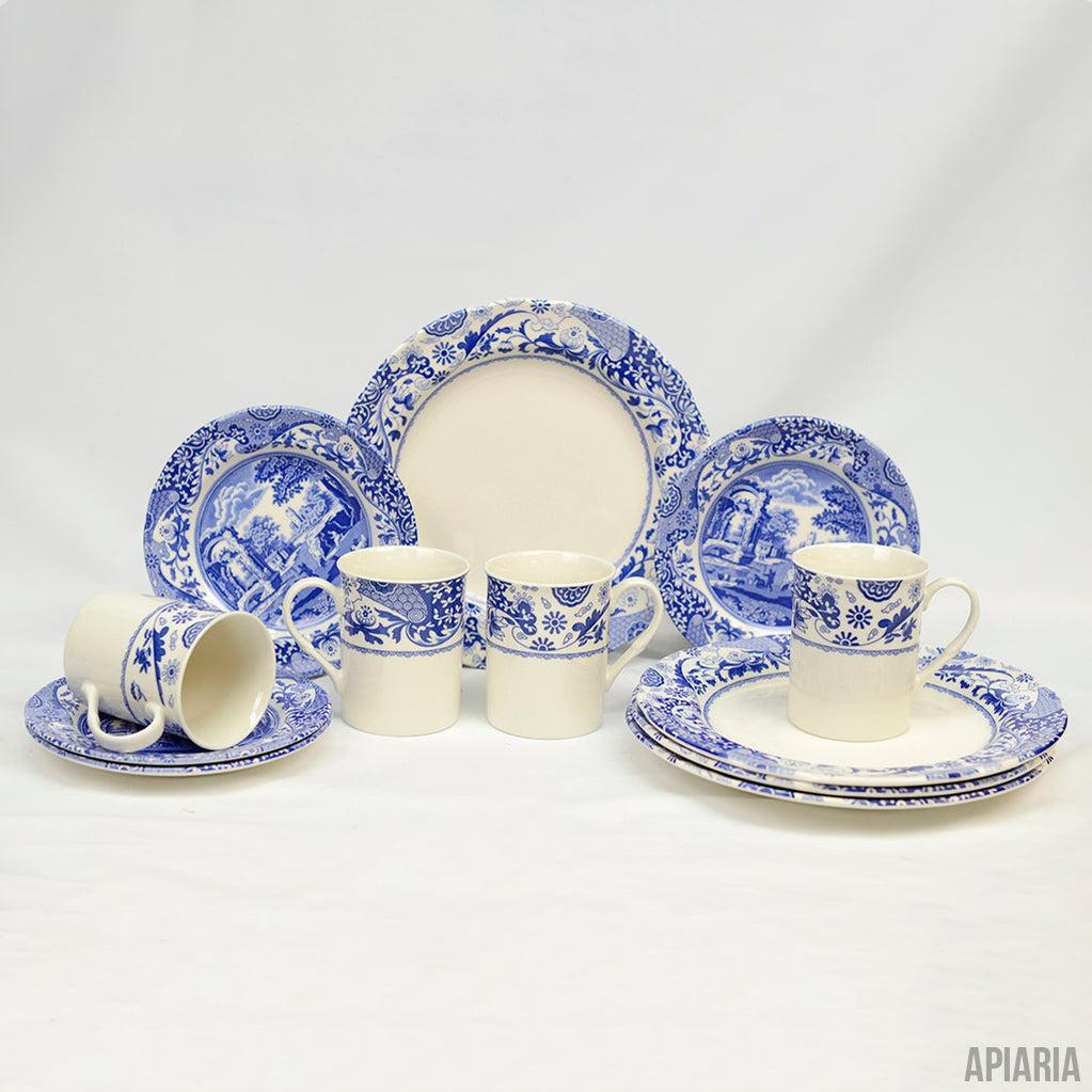 Blue Brocato 12 piece Dish Set-Dining-Apiaria