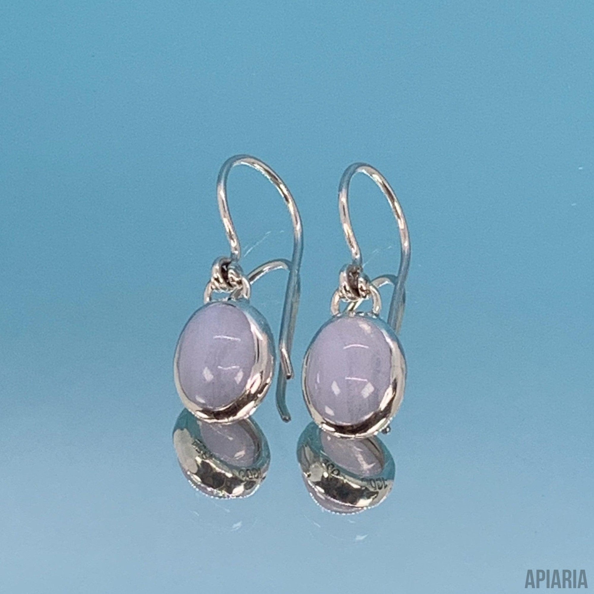 Blue Lace Agate Sterling Silver Earrings-Jewelry-Apiaria