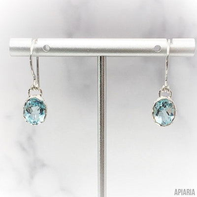 Blue Topaz Earrings on Hook-Jewelry-Apiaria