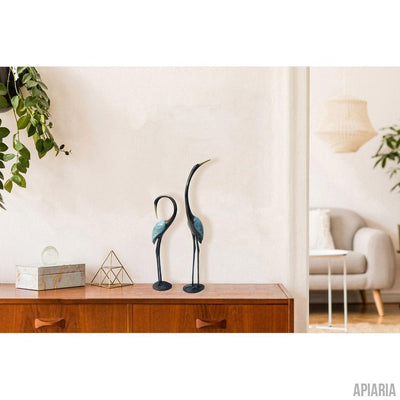 Crane Song Brass Sculpture, tabletop art-Sculpture-Apiaria