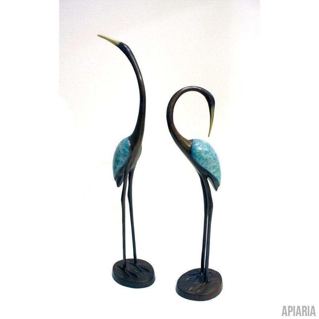 Crane Song Brass Sculpture, tabletop art-Sculpture-Apiaria