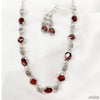Faceted Garnet & Sterling Silver Necklace with Matching Earrings-Jewelry-Apiaria