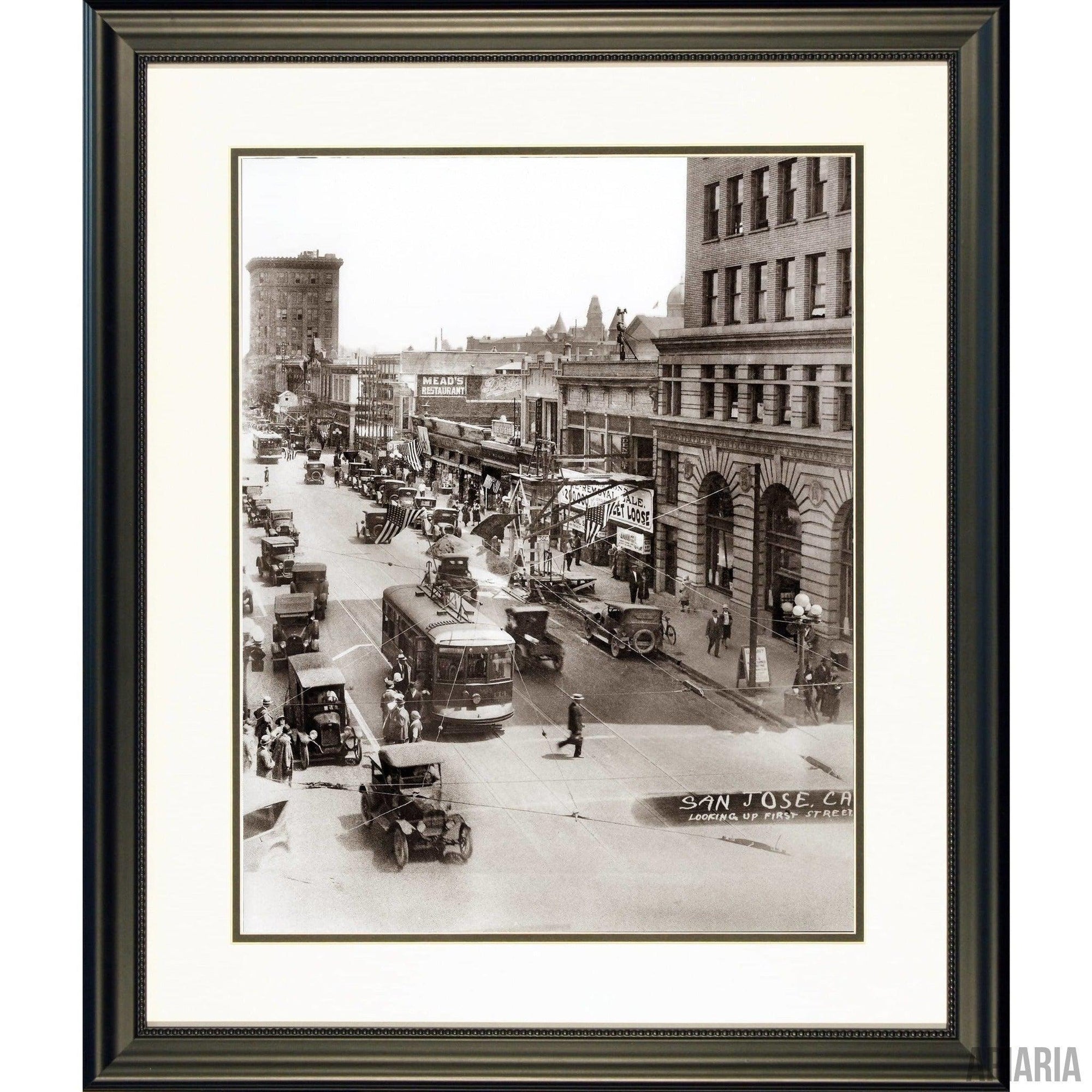 First St. & Santa Clara, San Jose, c. 1923-Framed Item-Apiaria