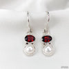 Garnet & White Pearl Earrings on Hook-Jewelry-Apiaria