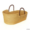 Ghanaian Natural Moses Basket with Leather Handles-Basket-Apiaria