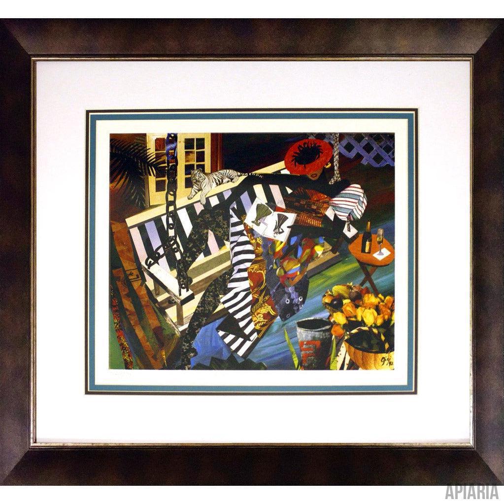 Gigi Boldon "Woman on Porch Swing"-Framed Art-Apiaria