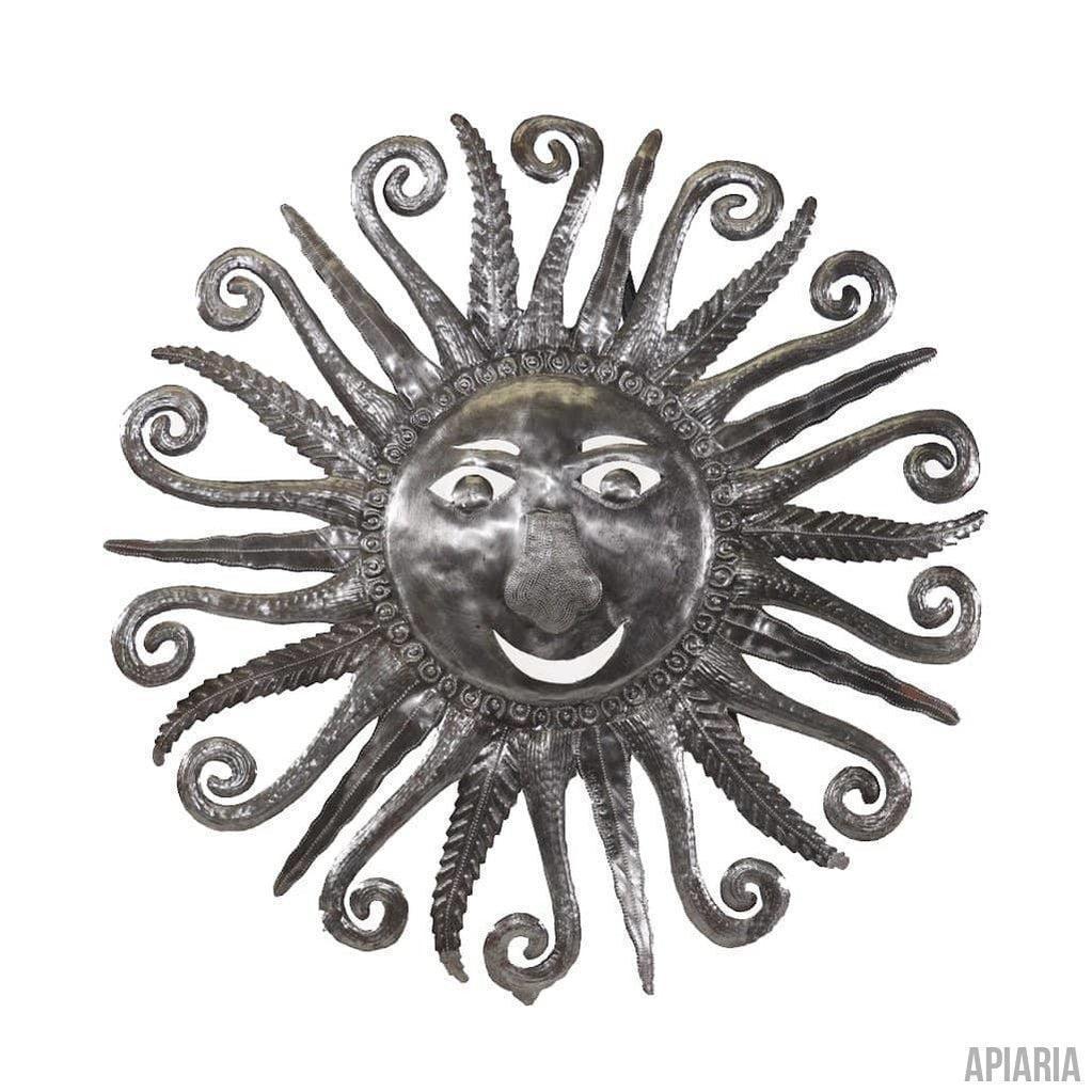 Glorious Sunshine: Hand Hammered Oil Drum Sculpture from Haiti-Sculpture-Apiaria
