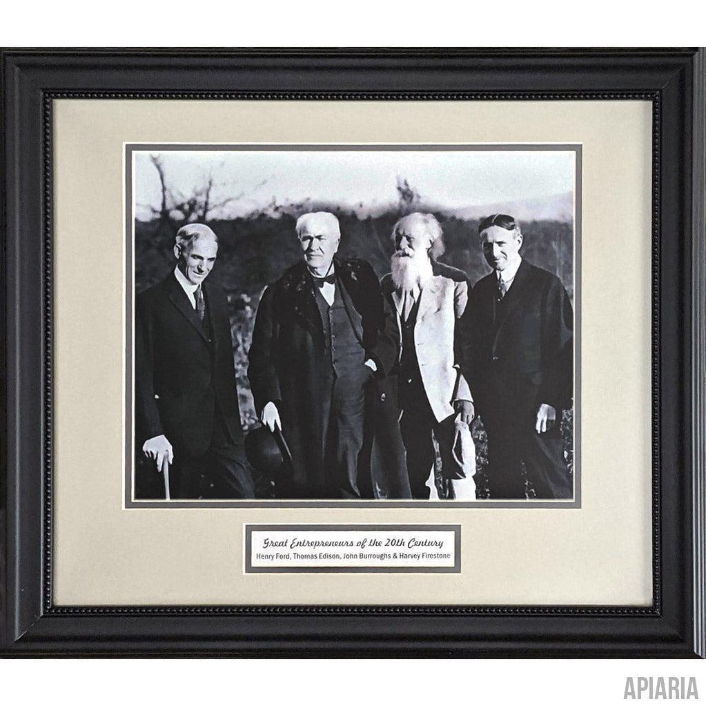 Great American Entrepreneurs: Henry Ford, Thomas Edison, John Burroughs & Harvey Firestone-Framed Item-Apiaria
