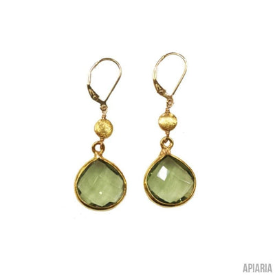 Green Amethyst Pendant with Matching Earrings-Jewelry-Apiaria