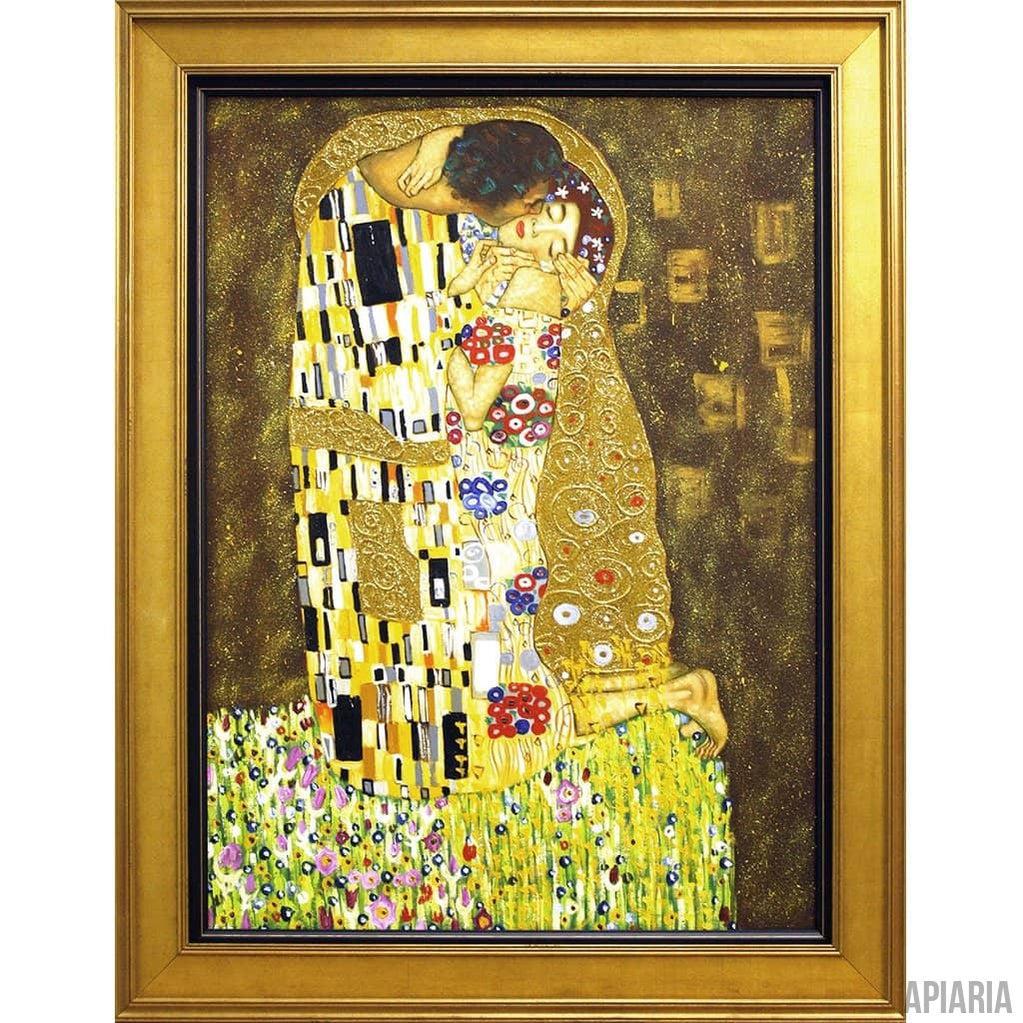 Gustav Klimt "The Kiss" Hand Painted Reproduction-Framed Art-Apiaria