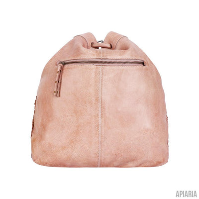 Hand Crocheted Leather Bucket Bag-Handbag-Apiaria