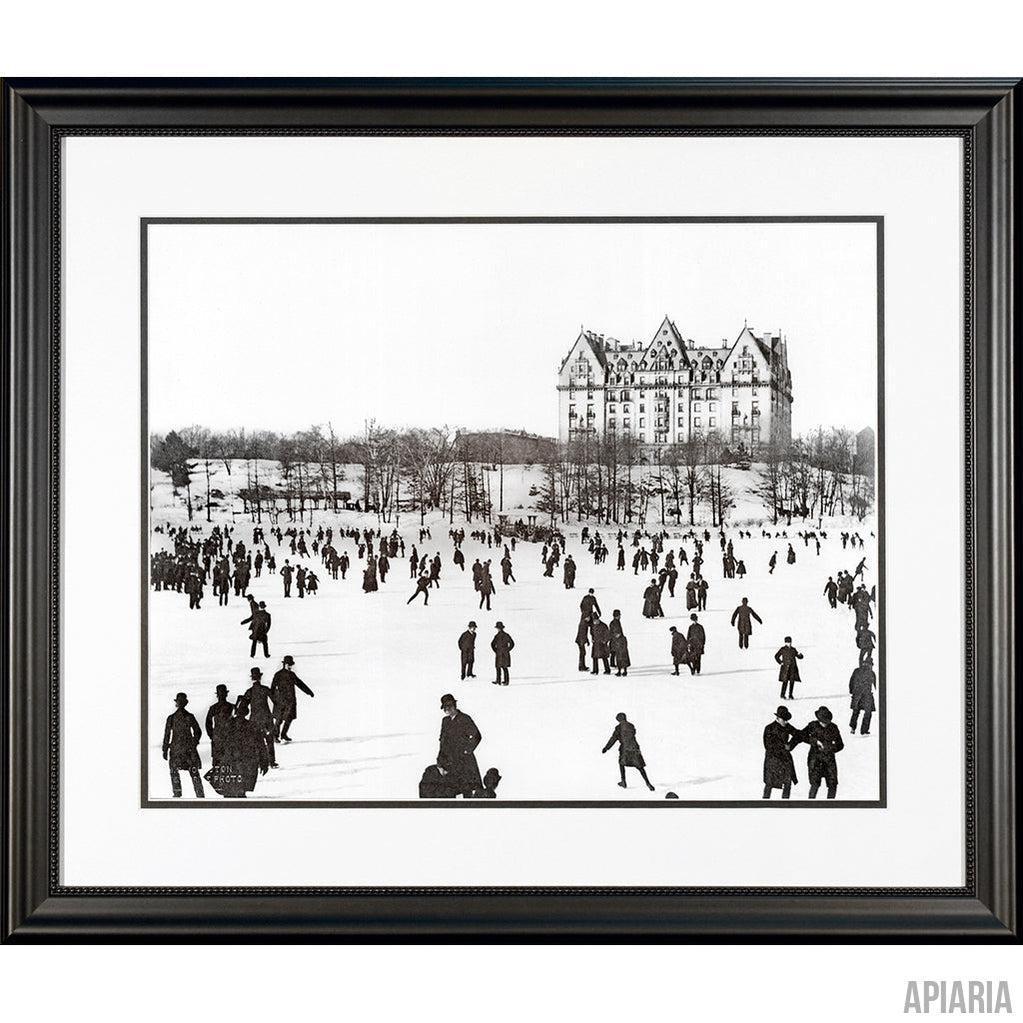Ice Skating In Central Park, 1898-Framed Item-Apiaria
