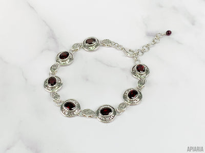 Intricately Patterned Garnet Bracelet-Jewelry-Apiaria