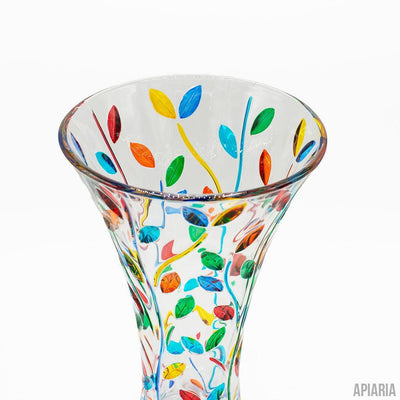 Italian Crystal Vase with Flower Vine Detail in style of Murano-Vase-Apiaria