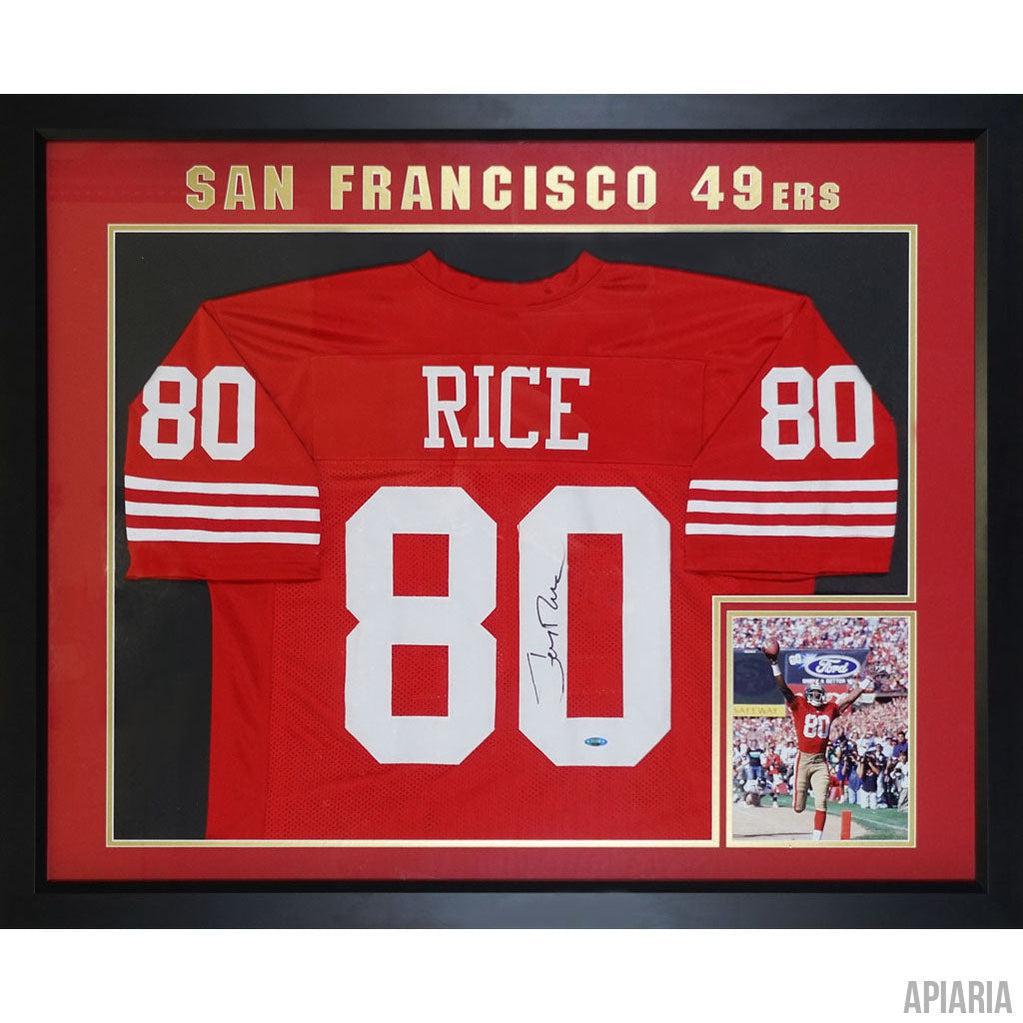 Jerry Rice Autographed San Francisco 49ers Red Replica Jersey-Framed Item-Apiaria