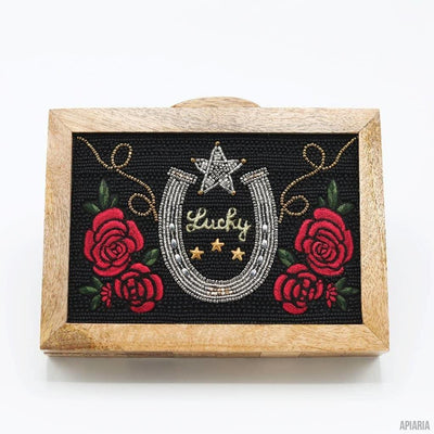 Lucky Star Clutch by Mary Frances, Hand beaded and embroidered-Handbag-Apiaria