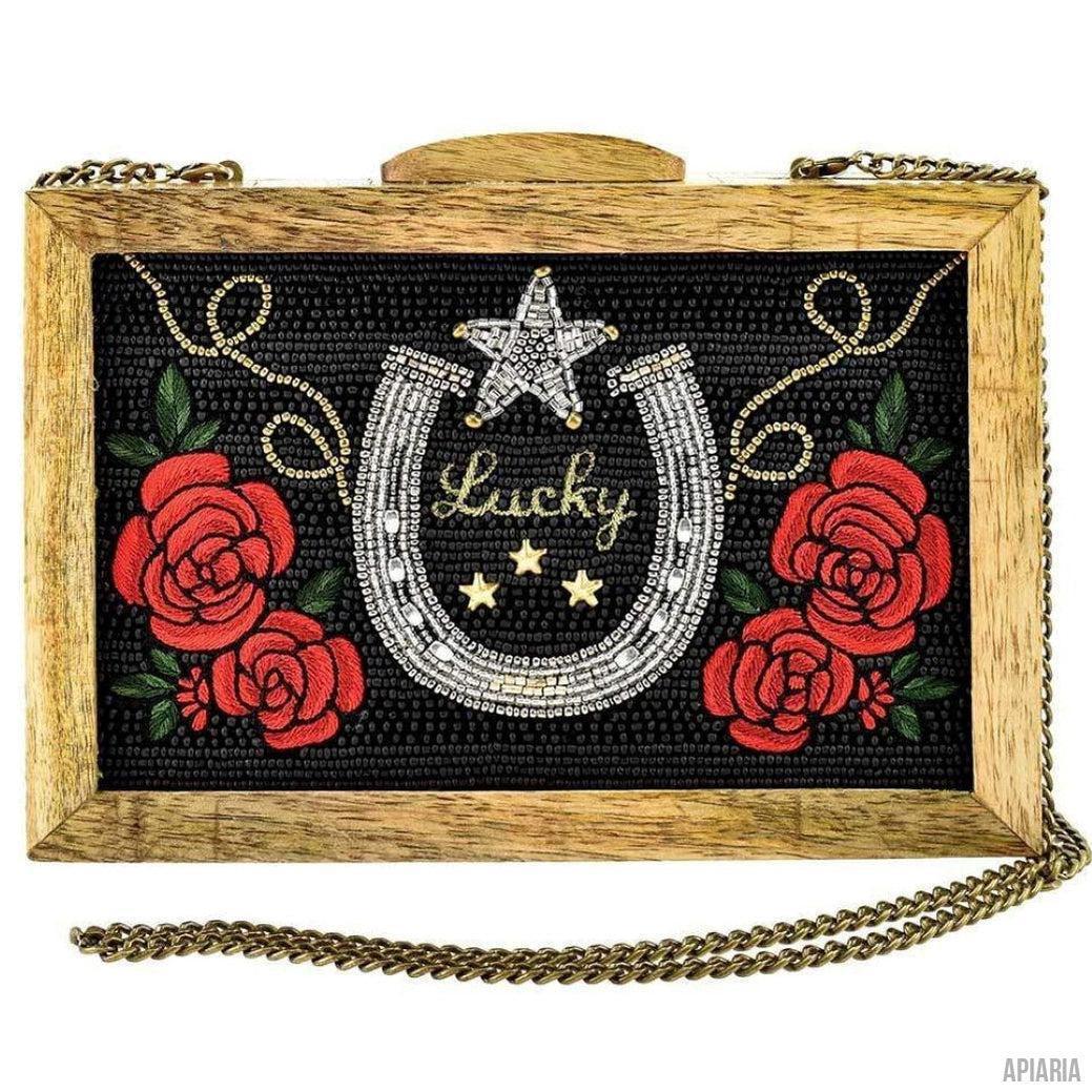 Lucky Star Clutch by Mary Frances, Hand beaded and embroidered-Handbag-Apiaria