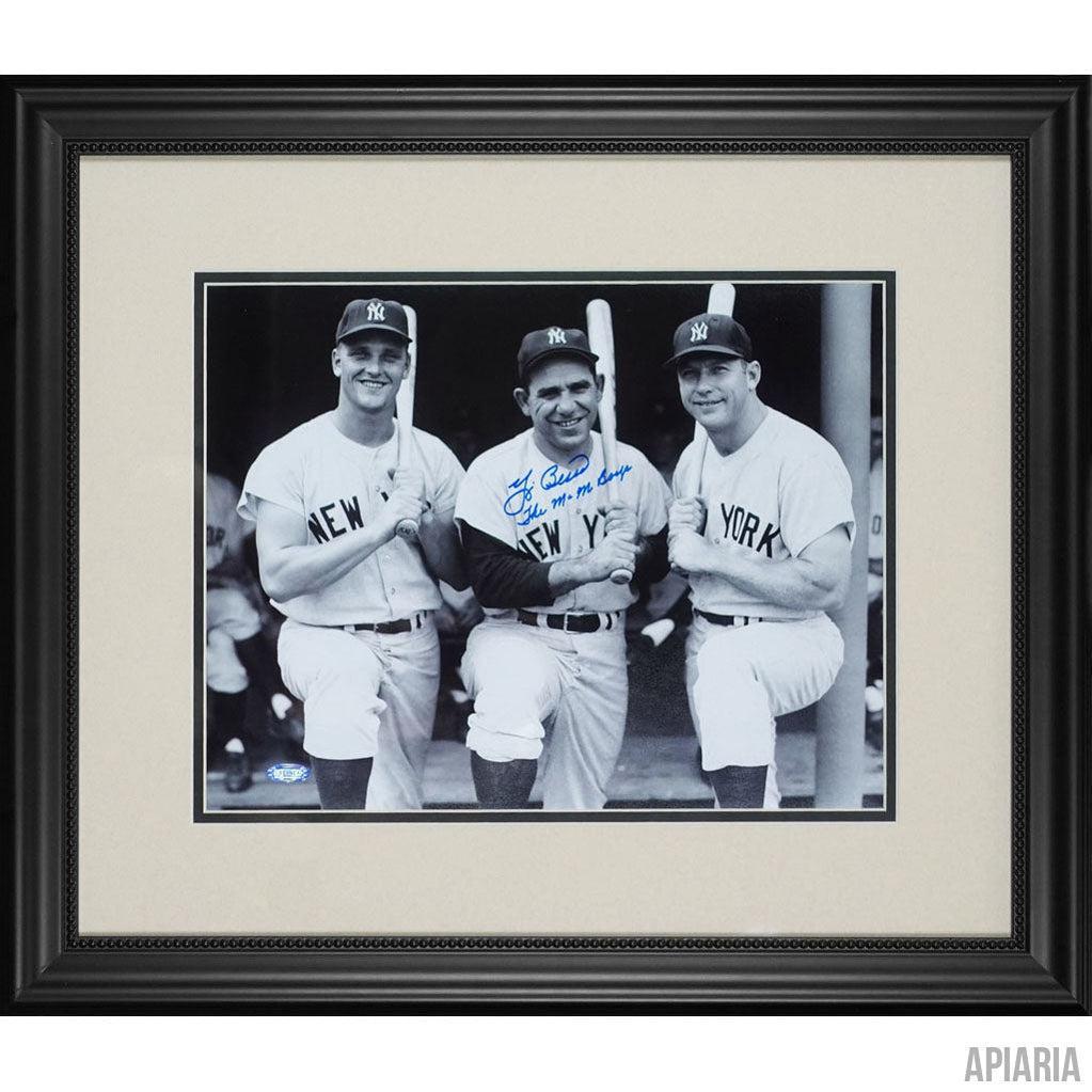 Maris, Mantle & Berra: autographed by Yogi Berra-Framed Item-Apiaria