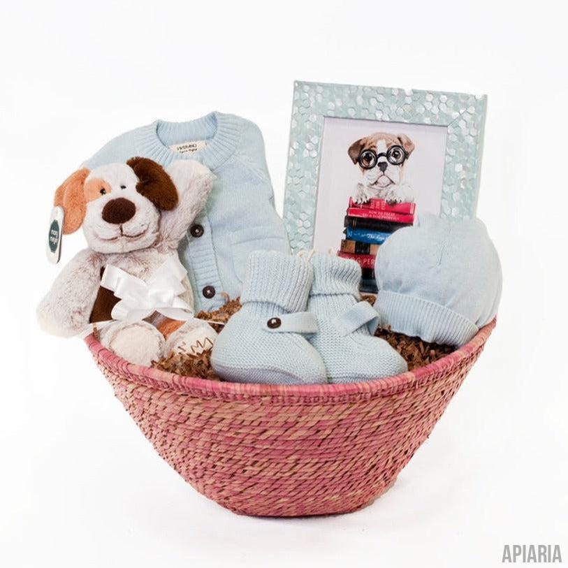 New Baby Gift Basket, Puppy Dog Theme-Gifts-Apiaria
