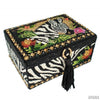 Out of Africa Jewelry Box by Mary Frances, Zebra Design in Glass Beads-Home Decor-Apiaria