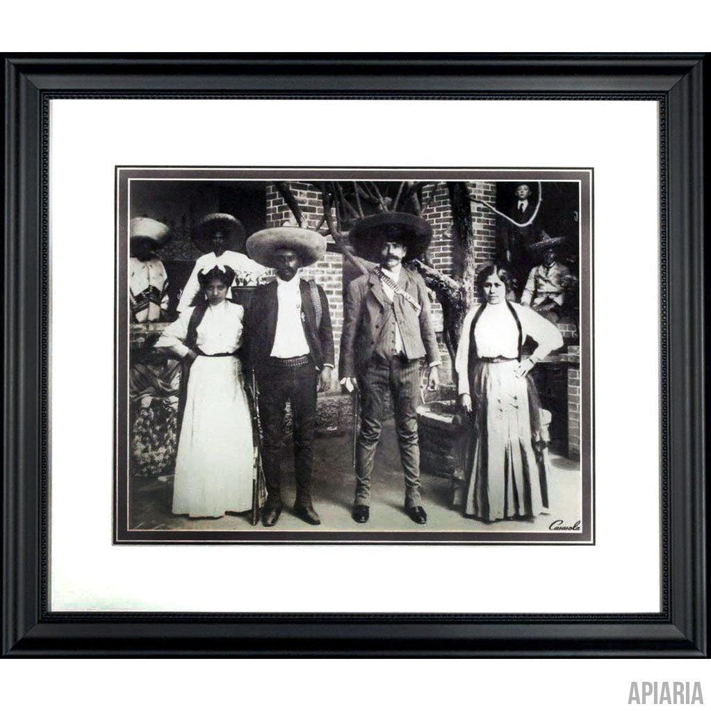 Pancho Villa & Emiliano Zapata with Wives-Framed Item-Apiaria