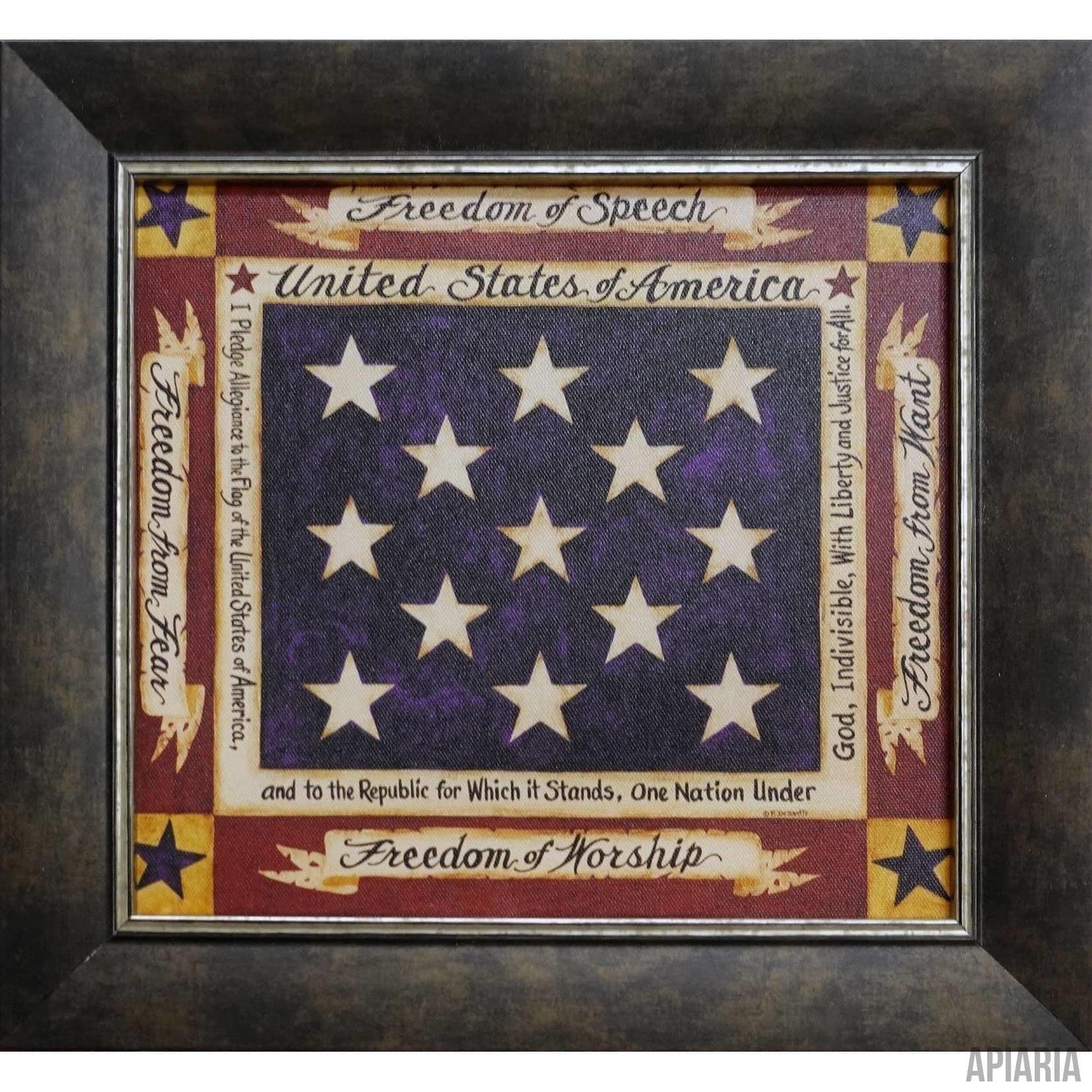 Patrick DeSantis "The Four Freedoms"-Framed Art-Apiaria