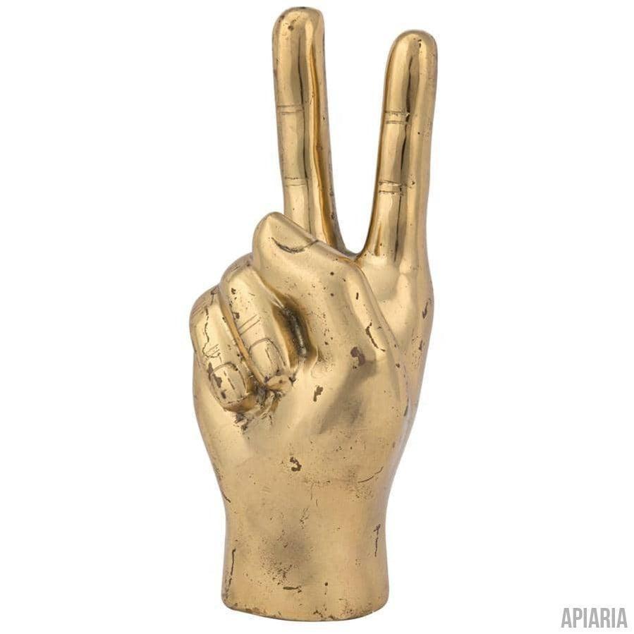 Peace Sign Sculpture in Brass, tabletop art-Sculpture-Apiaria