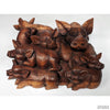 Pig Family Teak Sculpture from Bali, Balinese art, farm animals-Apiaria