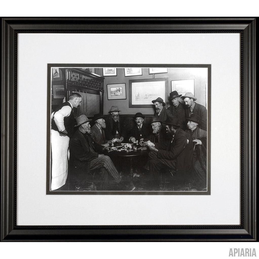 Poker Players in Gold Country Saloon, c. 1913-Framed Item-Apiaria