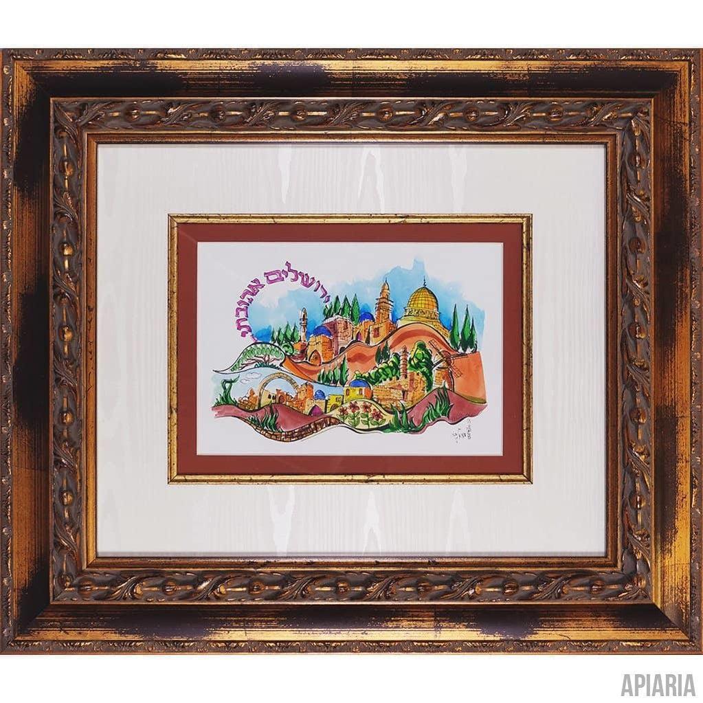 Sami Zilkah Original "Beloved Jerusalem"-Framed Art-Apiaria