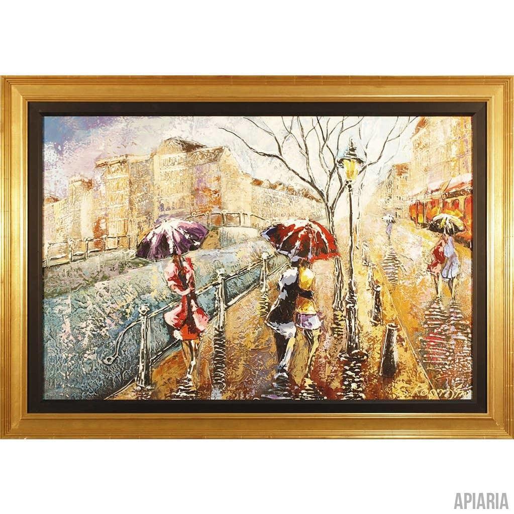 Shaul Kosman Original "Sweet Autumn Rain"-Framed Art-Apiaria